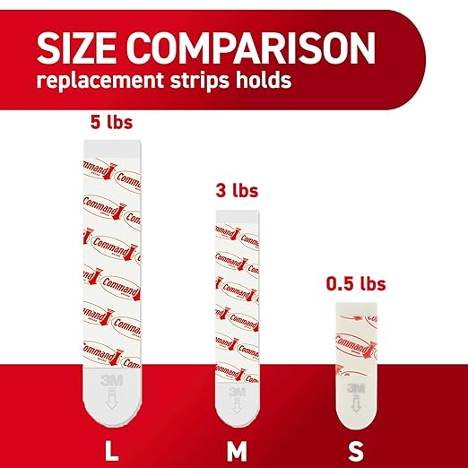 Command Indoor Large Replacement Strips, Holds up to 5 lb, 20 Adhesive Strips, Damage-Free Wall Hanging, Re-Hang Large Hooks for Home Decor and Wall Decor