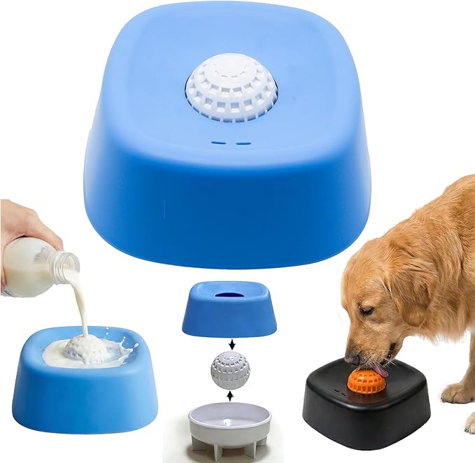 Interactive Pet Slow Feeder Toy, Blue, Rotating Ball Design, Easy to Operate, for Dogs and Cats (new B Type Blue)