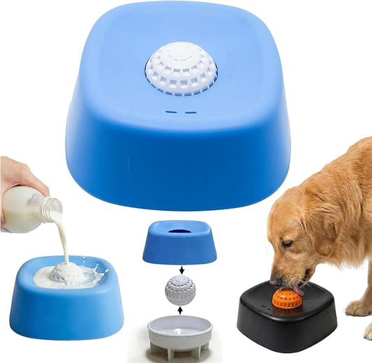 Interactive Pet Slow Feeder Toy, Blue, Rotating Ball Design, Easy to Operate, for Dogs and Cats (new B Type Blue)