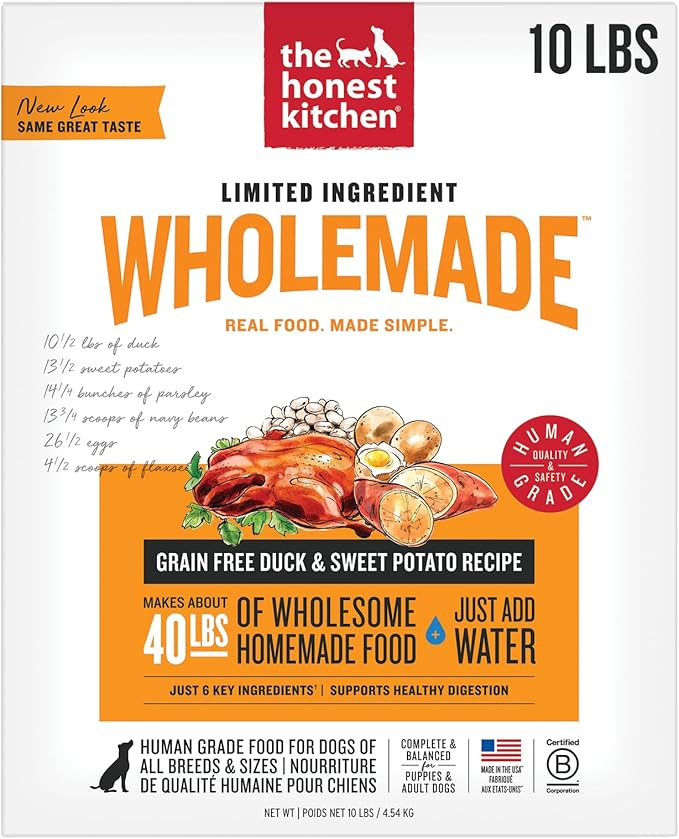 The Honest Kitchen Wholemade™ Dehydrated Limited Ingredient Duck & Sweet Potato Dog Food, 10 lb Box