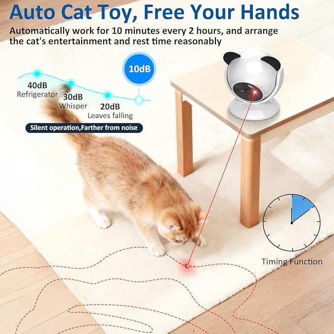 Laser Cat Toys for Indoor Cats, Automatic Cat Laser Toy with Random Trajectory, Suction Cup Design, Run Quiet, USB Rechargeable