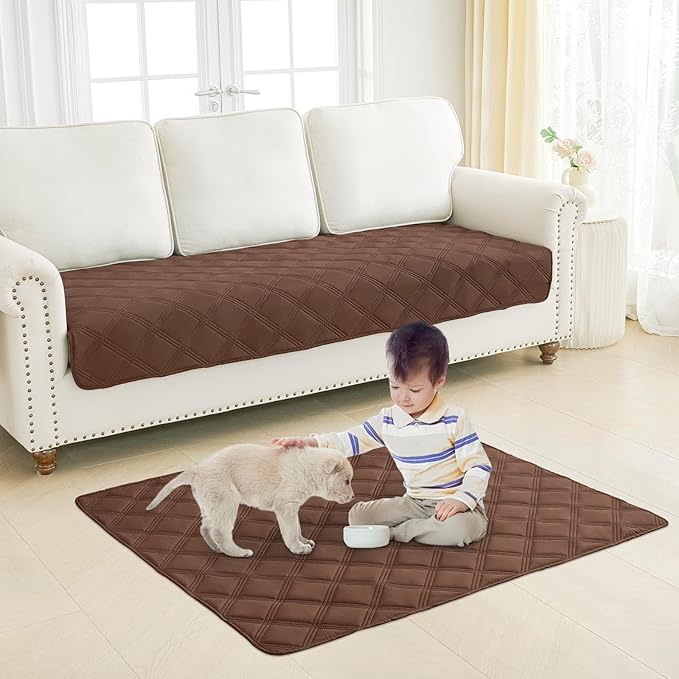Smiry Waterproof Dog Bed Cover Blanket 82x120, Soft Reversible Pet Blanket, Washable Leakproof Cats Dogs Couch Cover for Sofa, Couch, Furniture, Lattice, Brown/Chocolate