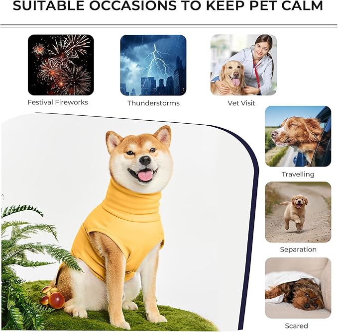 Dog Anxiety Calming Vest Adjustable Turtleneck Thunder Shirt Jacket for Fireworks, Separation, Vet Visits, Pet Hoodie for Large Medium Dogs
