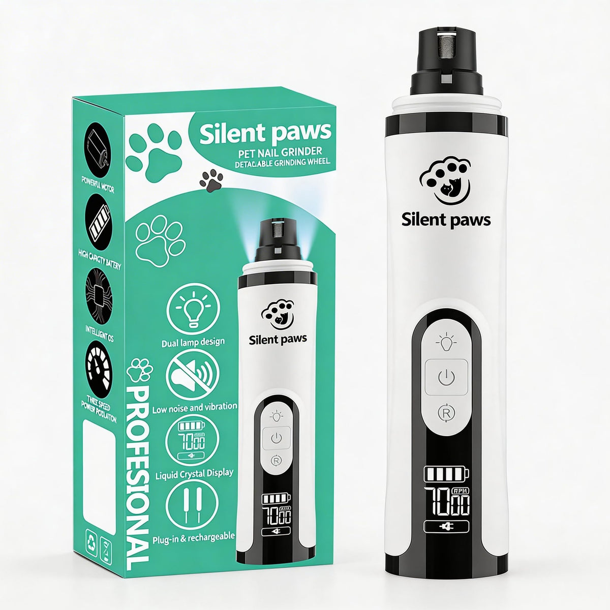 silent paws Dog Nail Grinder Quiet, 2026 New Upgraded Silent Dog Groom Pro Nail Trimmer, Electric 2-Speed Pet Toenai Grooming Supplies, Applicable to Large Medium Small Dogs Paw & Cats Claw (SM-5)