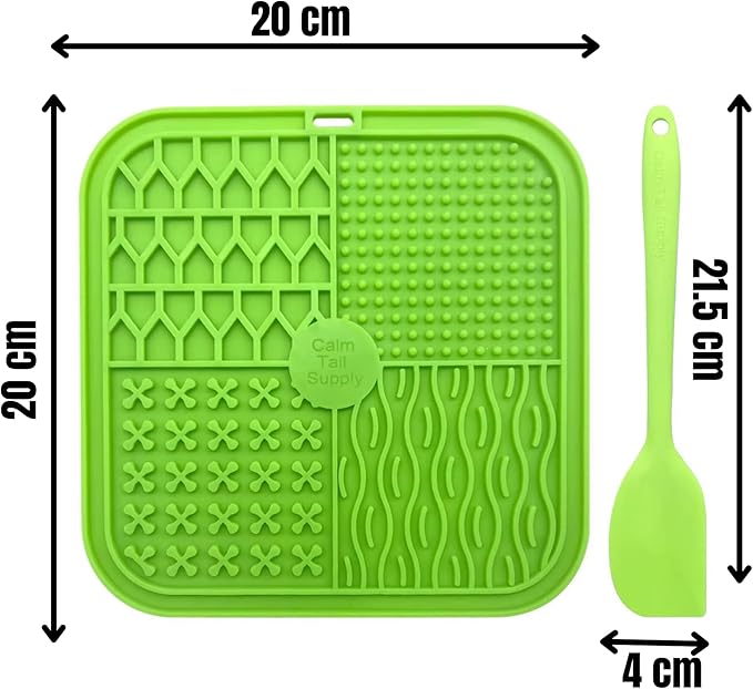 BPA-Free Silicone Dog Lick Mat with Spatula – Slow Feeder Enrichment Mat for Dogs & Cats – Strong Suction, Grooming Distraction, Freezer & Dishwasher Safe