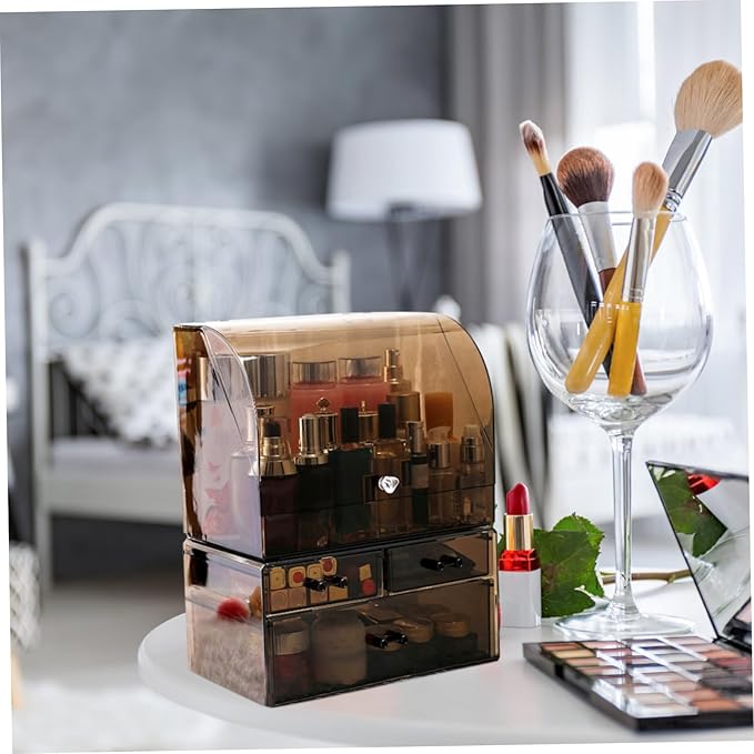 Simple Makeup Storage Box Cover Large Acrylic Cosmetic Organizer for Sundries and Accessories Design for Home Office and Vanity