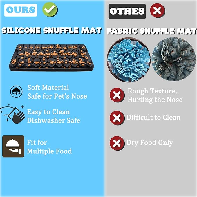 Silicone Snuffle Mat for Dogs Slow Feeder Lick Mat with Suction Cups Dogs Sniff Mat Dogs & Cats Entertainment Toys for Boredom(Black)