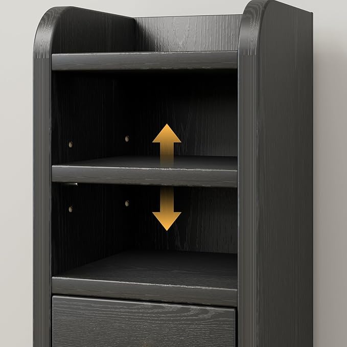 Slim Bathroom Storage Cabinet, Corner Bathroom Cabinet, Narrow Toilet Paper Storage, Small Bathroom Storage, Bathroom Floor Cabinet for Small Spaces, Towel Cabinet for Bathroom, Black