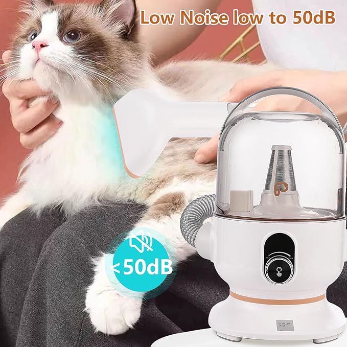 Dog Grooming Vacuum Kit, GARVEE 11Kpa Suction Power Pet Hair Vacuum for Shedding Grooming with 2 L Large Capacity Hair Storage, 5 Professional Pet Grooming Tools for Dogs Cats
