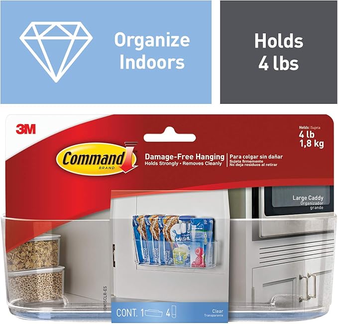 Command Large Caddy, Organize Damage-Free, 1 caddy, 4 strips (HOM-15)