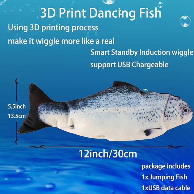 Realistic Flopping Fish Dog Chew Toy - Electric Moving Interactive Pet Toy for Small Medium Dogs, Chew Rocking Toy for Indoor Outdoor Exercise