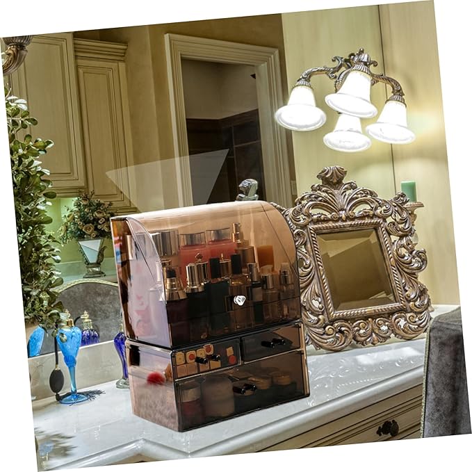 VICASKY Acrylic Makeup Storage Box Transparent Cosmetic Organizer Lid for Desk Neat and Tidy Design for Skincare and Beauty Products for Optimal Space Saving