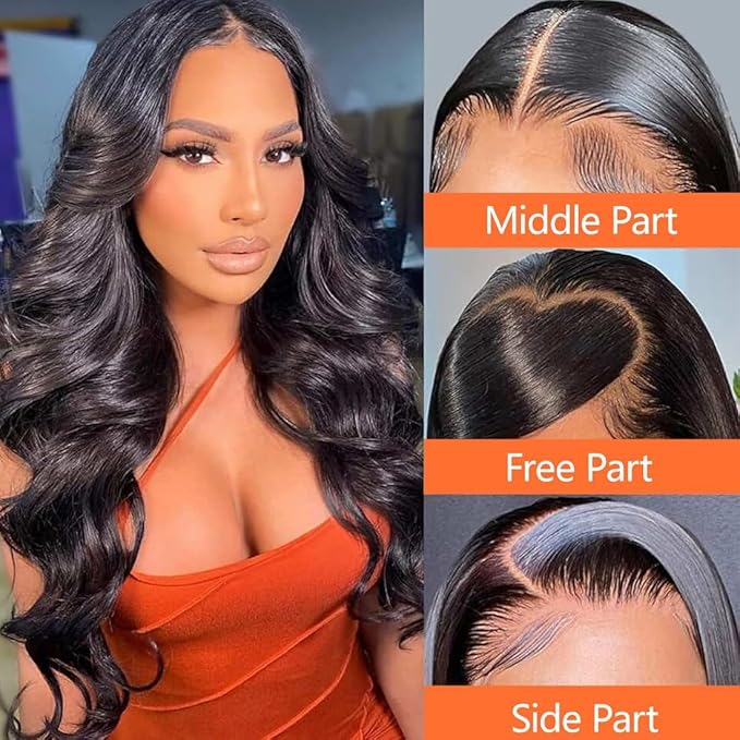 Selina Hair 13x4 Body Wave Hd Lace Closure Human Hair Brzilian Virgin Hair Extensions Pre Plucked with Baby Hair Natural Black 18 Inch