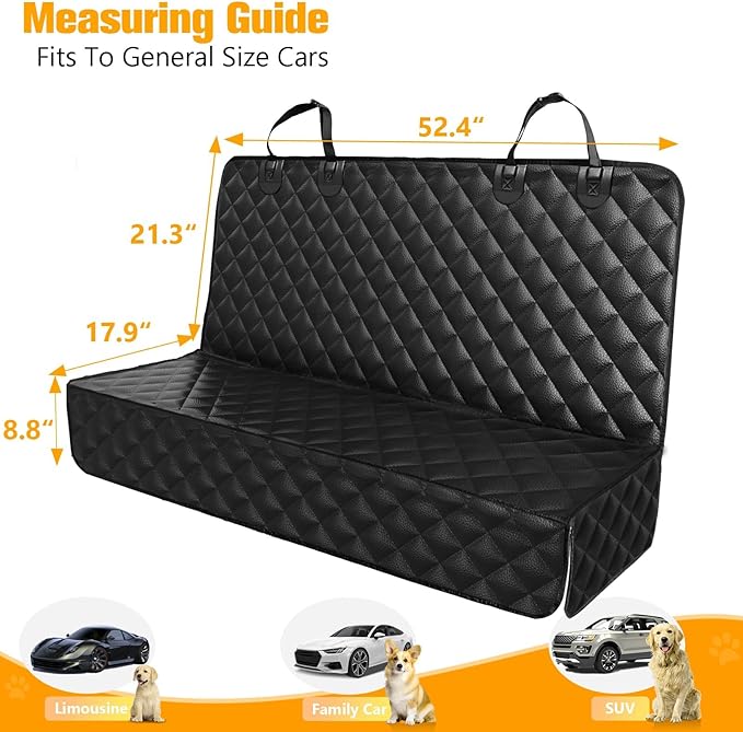 PETICON Waterproof Scratchproof Pet Bench Seat Covers for Cars, Trucks, SUVs, Nonslip Durable Back Seat Cover for Dogs, Washable Backseat Protection