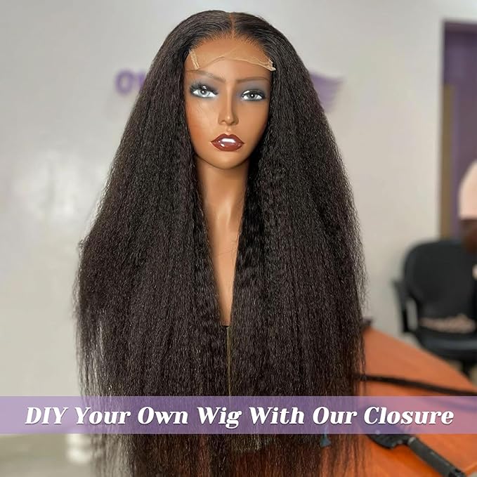 Selian 5x5 HD Lace Closure Kinky Straight Closure Human Hair Yaki Straight Closure Remy Human Hair 16 Inch