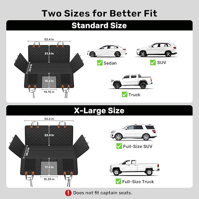 Zanch Heavy-Duty Dog Truck Seat Cover, Flat Solid Back Seat Extender for Multi Large Dogs, Hard-Base Supports 450 lb, Waterproof Hammock Protector, XL for Full-Size Crew Cab Trucks & SUVs, Green