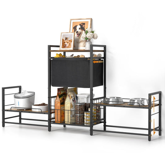 Dog Feeding Station with 2 Elevated Bowl Stands & Large Storage - Image 1