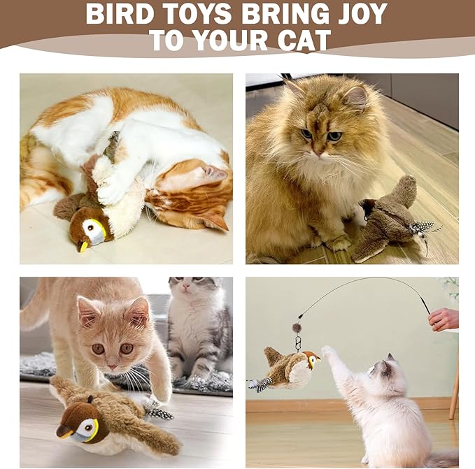 Tocirelo Interactive Cat Toys - Chirping and Flapping Bird Cat Toy & Cat Fish Toy