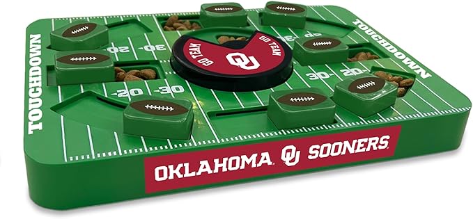 Pets First NCAA Oklahoma Large Puzzle Toy, Dog Puzzle Treat Toy, New Large Size, Interactive Dog Treat Toy, Dog Slow Feeding Toy