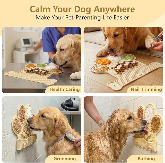Licking Mat for Dogs & Cats, Slow Feeder Lick Pat, Anxiety Relief Dog Feeding Mat for Butter Yogurt Peanut, Yellow