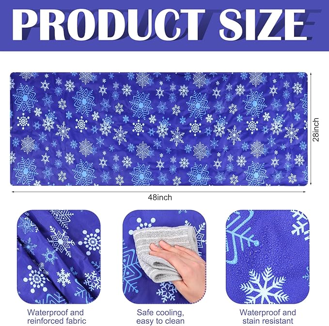 Cooling Pad Mat for Sleep Cooling Mattress Pad Gel for Bed, Relieve Pain, Summer Hot Flashes, Adult, Pets, No Water or Electricity Required(Snowflake,Blue,White,60 x 20 Inch)
