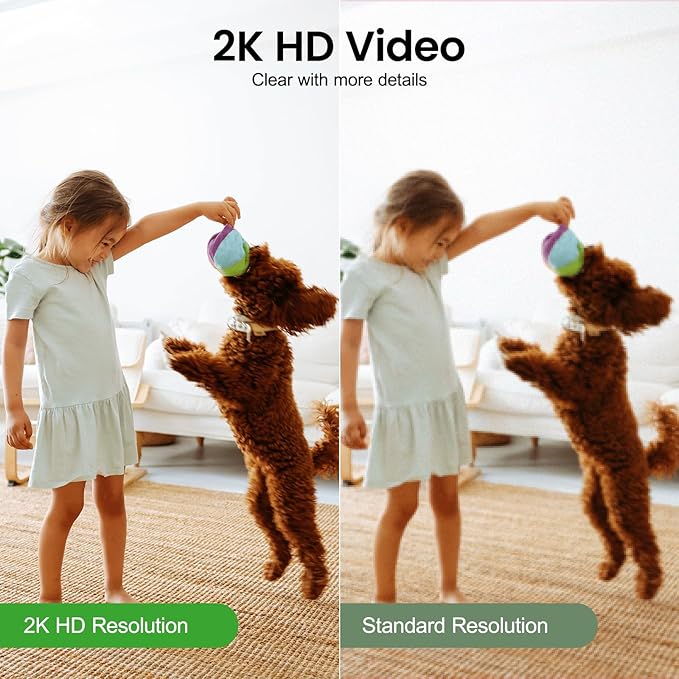 2K Security Camera Indoor-360 Cameras for Home Security and One-Tap Call, Elderly/Cat/Baby/Nanny, Motion Alert, Intelligent Tracking, 2.4GHz WiFi Only, Work with Alexa/Google Home, K7 2Pack