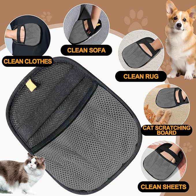 Pet Hair Removal Gloves - Electrostatic Pet Hair Removal Grooming Gloves,Reusable Cat & Dog Hair Remover for Couch, Furniture, Carpet, Curtain, Pet Grooming Mitt (1 PCS) Grey