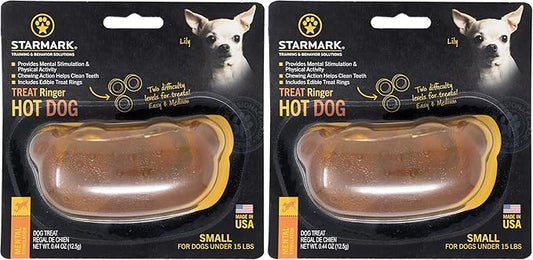 Starmark Treat Ringer Hot Dog Toy for Small Dogs (Pack of 2)