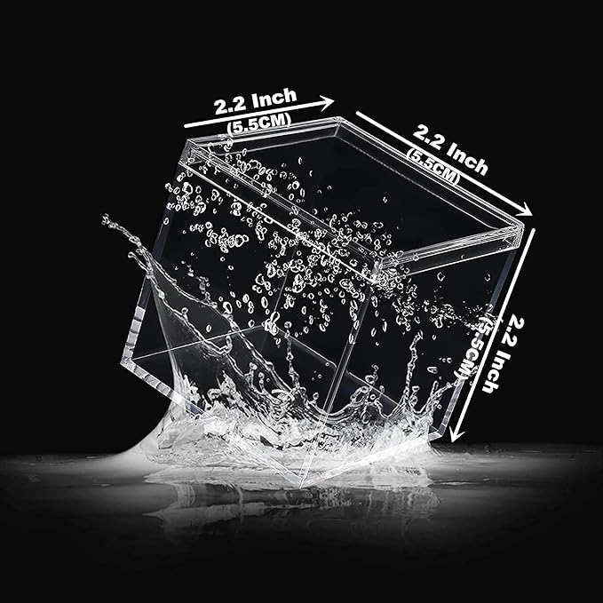KissYou Acrylic Box with Lid Clear Display Box 8 Pieces Plastic Square Cube Transparent Containers Jewelry Storage Box Wedding Party Favor Candy Boxes
