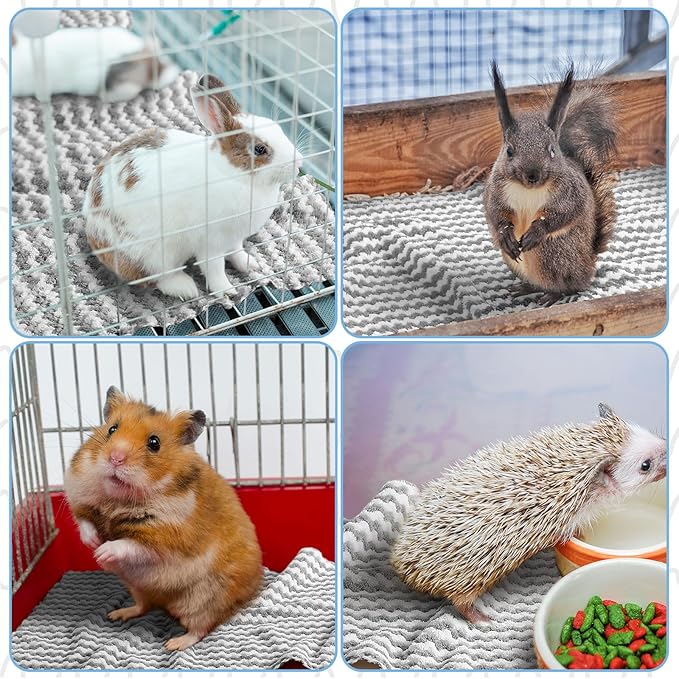 5 Pcs Waterproof Guinea Pig Fleece Bedding Blankets Absorbent Guinea Pig Cage Liner Washable Small Animal Pee Pad Reusable Pet Blanket Wash Cloth Bedding Mat Pad(Gray,12 x 12 Inch)