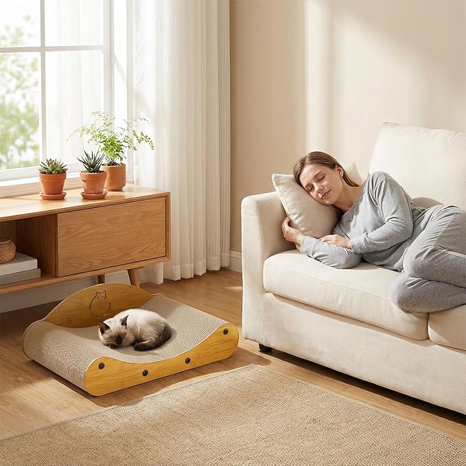 Gimars Wood Grain Cat Scratcher Sofa, MZB-CS-M
