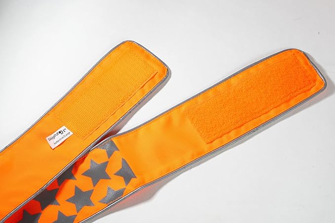 SafetyPUP XD Reflective Dog Collar – Blaze Orange Dog Collar, Adjustable Closure for a High Visibility Customizable Collar for Goats, Dogs, Deer, and Livestock. Reflective Stars Enhance Night Safety