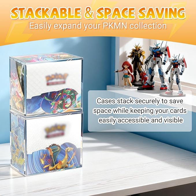 Upgrade PKMN Booster Box Acrylic Case, 5mm Thick Clear Acrylic Protector, PKMN Booster Box Case, Premium Magnetic Holder, Storage Container for Trading Card Collection