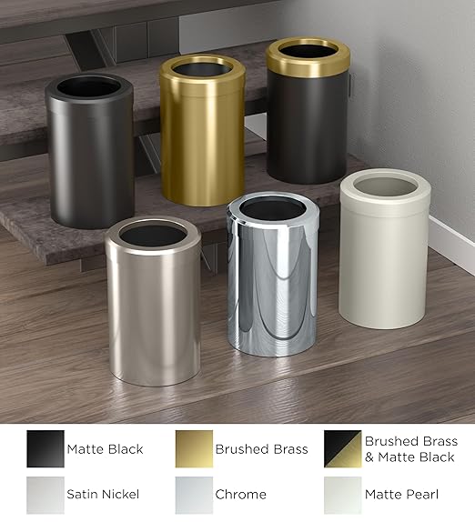 Gatco Small Bathroom Trash Can with Lid, Round 3 Gallon Stainless Steel Wastebasket, Under Sink, Matte Pearl, for Bathroom, Bedroom, Office (1931)