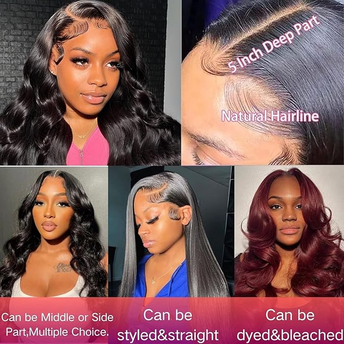 Selina 5x5 Lace Closure Body Wave Human Hair Unprocessed Human Hair Pre Plucked Wiht Baby Hair Brazilian Virgin Hair Free Part Closure Natural Black Color 16 Inch