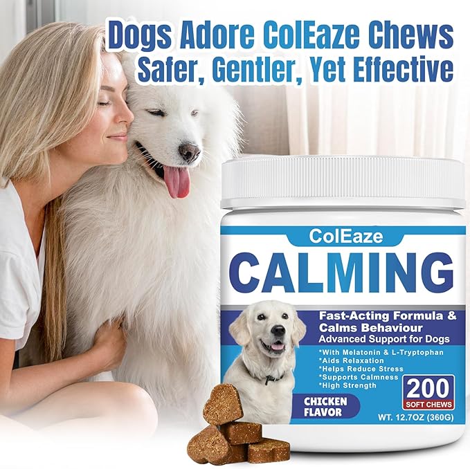 Calming Chews for Dogs 200ct- Dog Calming Chews Anxiety and Stress Relief Sleep Aid Melatonin for Dogs Noise, Thunder, Barking, Separation, Small Medium Large & All Breeds, Chicken Flavor