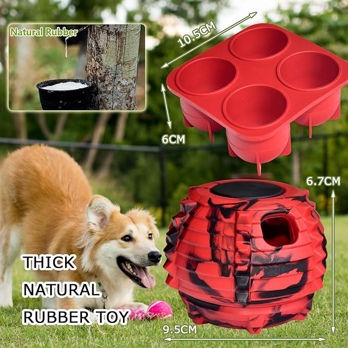 XHX Long-Lasting Interactive Dog Toy to Keep Your Pup Busy and Distracted - Safe for Dogs - Low-Mess Design - Dog Toys for Medium and Large Dogs 25-75 lbs(Medium，Red and Black)