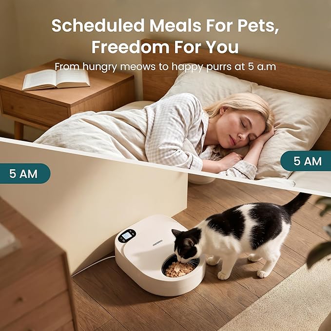 Feeding & Watering Supplies Bundle:Wastewater Separation Cat Water Fountain + Refrigerated Automatic Wet Food Cat Feeder