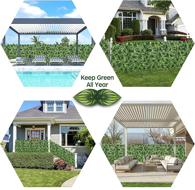 Artificial Ivy Privacy Fence Screen,39.4" X 158" UV-Anti Fake Leaves Plant Vine,Privacy Hedges Wall for Indoor Outdoor Garden Backyard Decor,Color Watermelon Leaves
