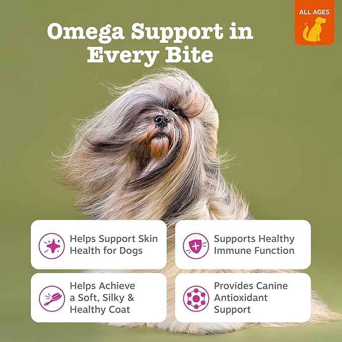 Zesty Paws Salmon Oil for Dogs Skin and Coat, Omega 3 Fish Oil Chews, Dog Allergy Relief Chews, Itch Relief Supplement, 90 Count, Salmon Flavor