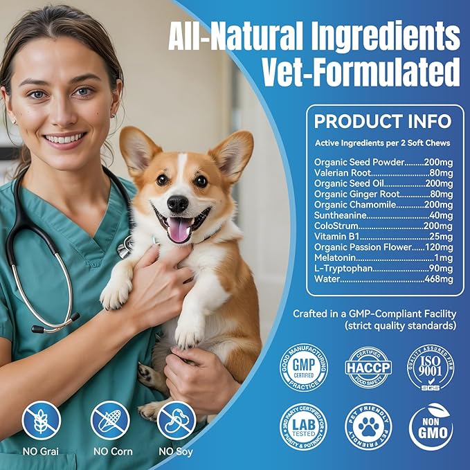 Calming Chews for Dogs 200ct- Dog Calming Chews Anxiety and Stress Relief Sleep Aid Melatonin for Dogs Noise, Thunder, Barking, Separation, Small Medium Large & All Breeds, Chicken Flavor