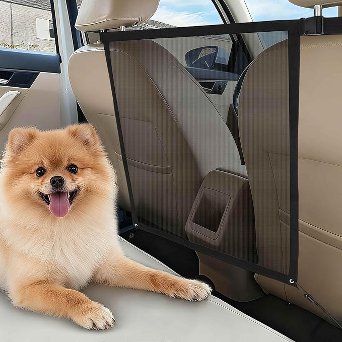 Dog Car Net Barrier, Secure Pet Travel Accessory, Breathable Dog Car Barrier, Ensures Safety During Rides, Black