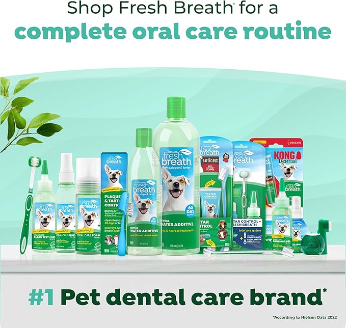 TropiClean Fresh Breath Water Additive for Dogs, Dog Breath Freshener and Teeth Cleaning Solution, No Toothpaste or Toothbrush Required, 16oz.