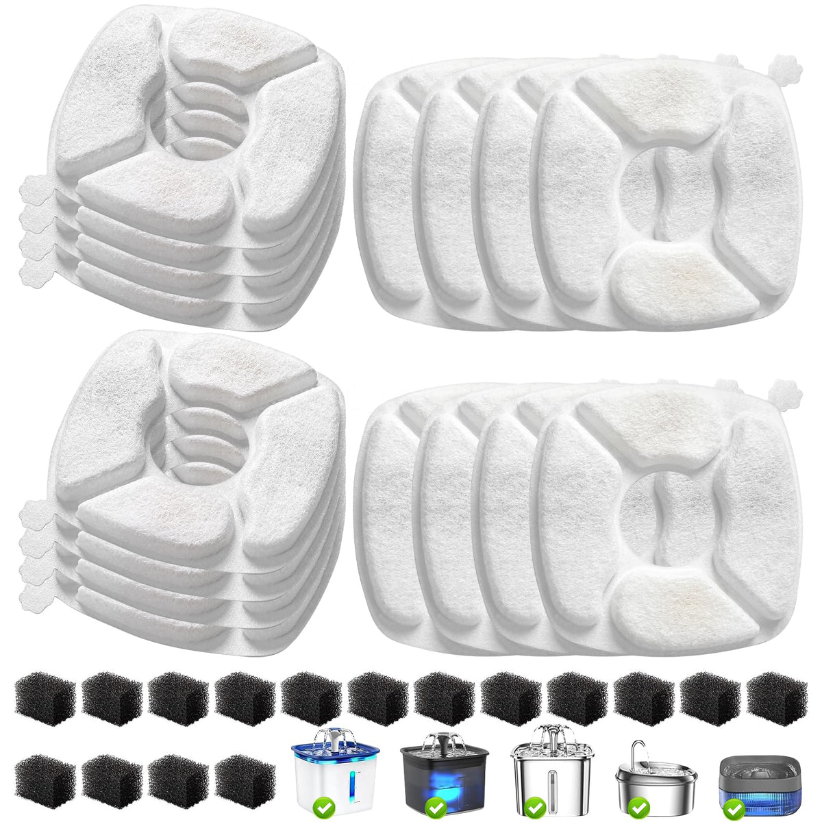 32 Pcs Cat Water Fountain Replacement Filters-16 Pack Cat - Image 1