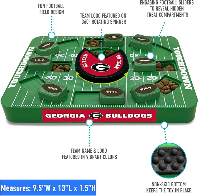 Pets First NCAA Georgia Large Puzzle Toy, Dog Puzzle Treat Toy, New Large Size, Interactive Dog Treat Toy, Dog Slow Feeding Toy