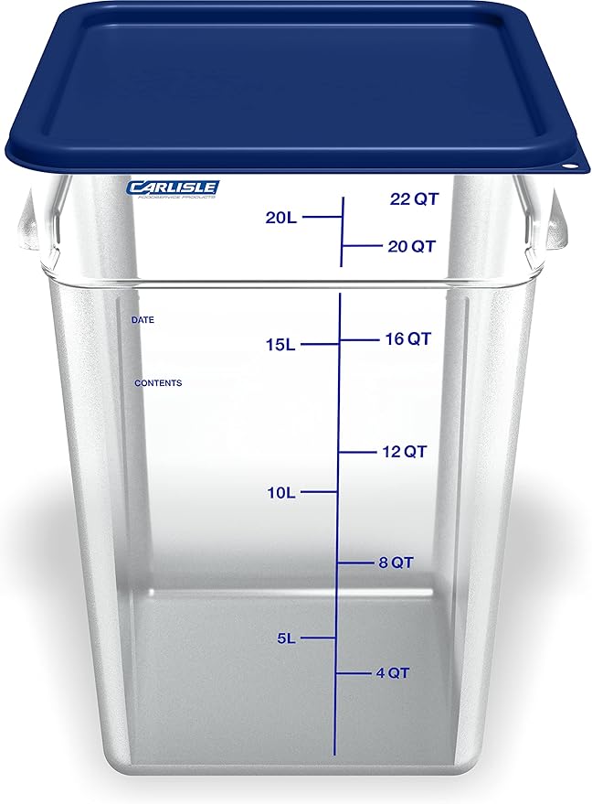 Carlisle FoodService Products Squares Square Food Storage Container with Stackable Design for Catering, Buffets, Restaurants, Polycarbonate (Pc), 22 Quarts, Clear