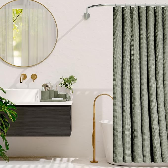 Clara Clark Sage Green Bathroom Set - Bathroom Sets with Shower Curtain and Rugs, 21PC Bathroom Accessory Set, Shower Curtain Set with Soap Dispenser & Toothbrush Holder