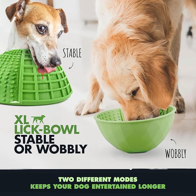 Tuff Pupper XL Dog Lick Bowl | Thick Silicone Lick Mat | Long Lasting 4 Texture | Large Slow Feeder Bowl | Calms Anxiety & Boredom | Stable & Wobble Mode | Easy Clean Dishwasher Safe | NOT for Chewing