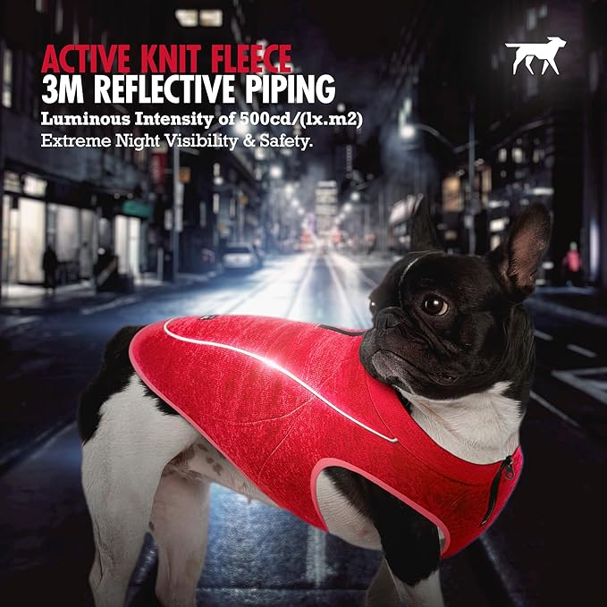 Insulated Fleece Sweater for Dogs | Lightweight Warm Dog Vest | Zipper Port for Harness | Cold Weather Winter Jacket | Rain Snow Repellant Coat | Adjustable for Small Medium Large Girl Dogs (Red/L)