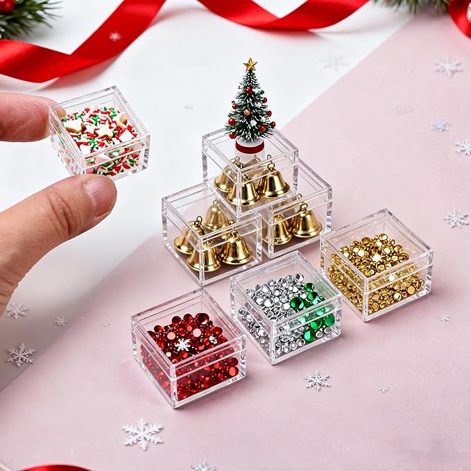 KissYou Small Clear Box Acrylic Candy Boxes with Lids Plastic Square Cube Jewelry Storage Contanier Easter Decorative Boxes